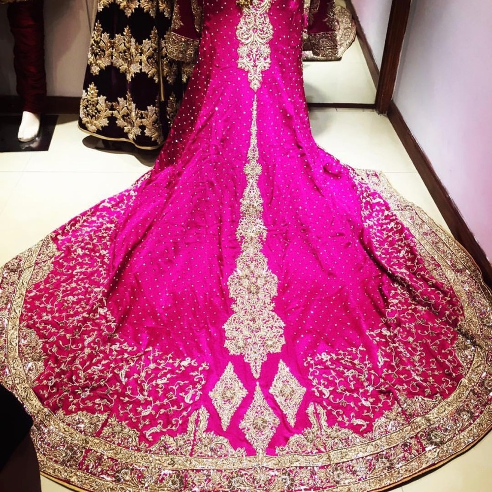 Heavy Embroidered Magenta Indian Pakistani Gown
